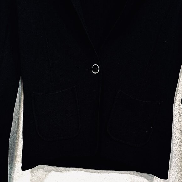Calvin Klein Sweater Blazer Black 1 Button Closure Long Sleeves Pockets Size Med - Picture 6 of 7